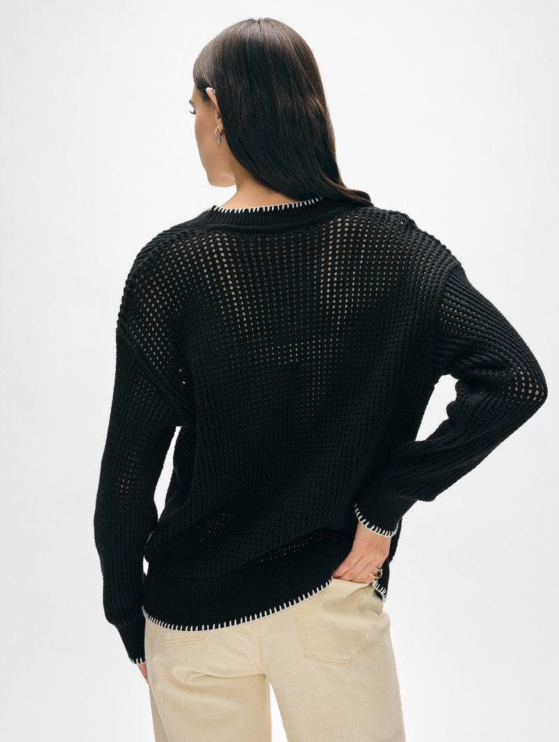 Cotton Blanket Trim Cardigan