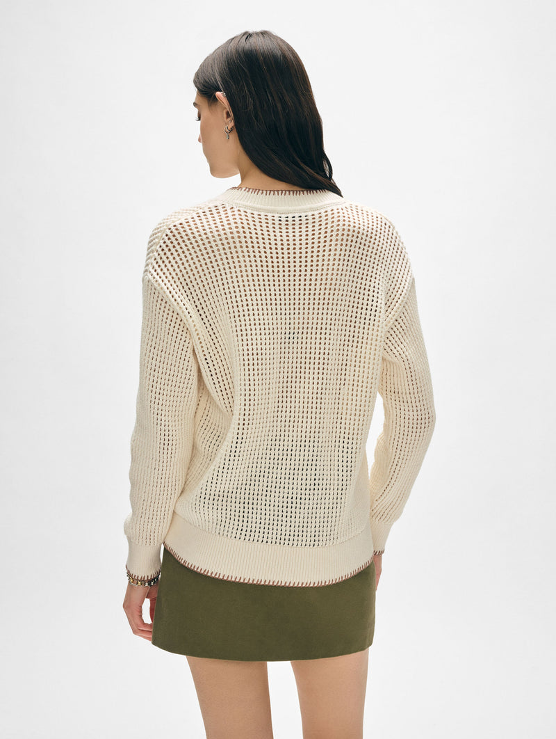 Cotton Blanket Trim Cardigan