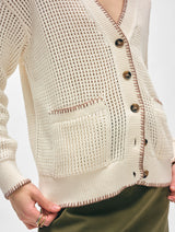 Cotton Blanket Trim Cardigan