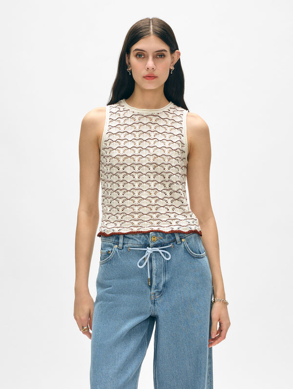Cotton Pointelle Stitch Tank