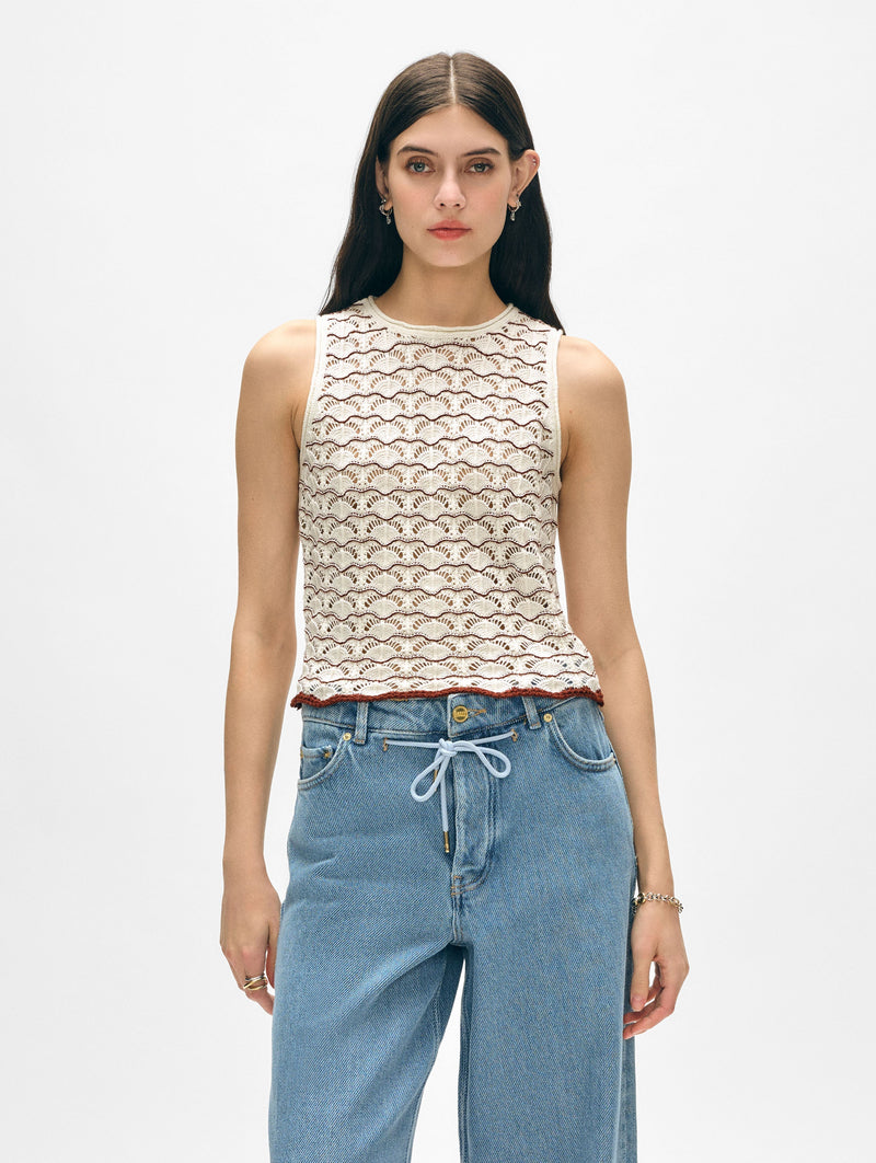 Cotton Pointelle Stitch Tank