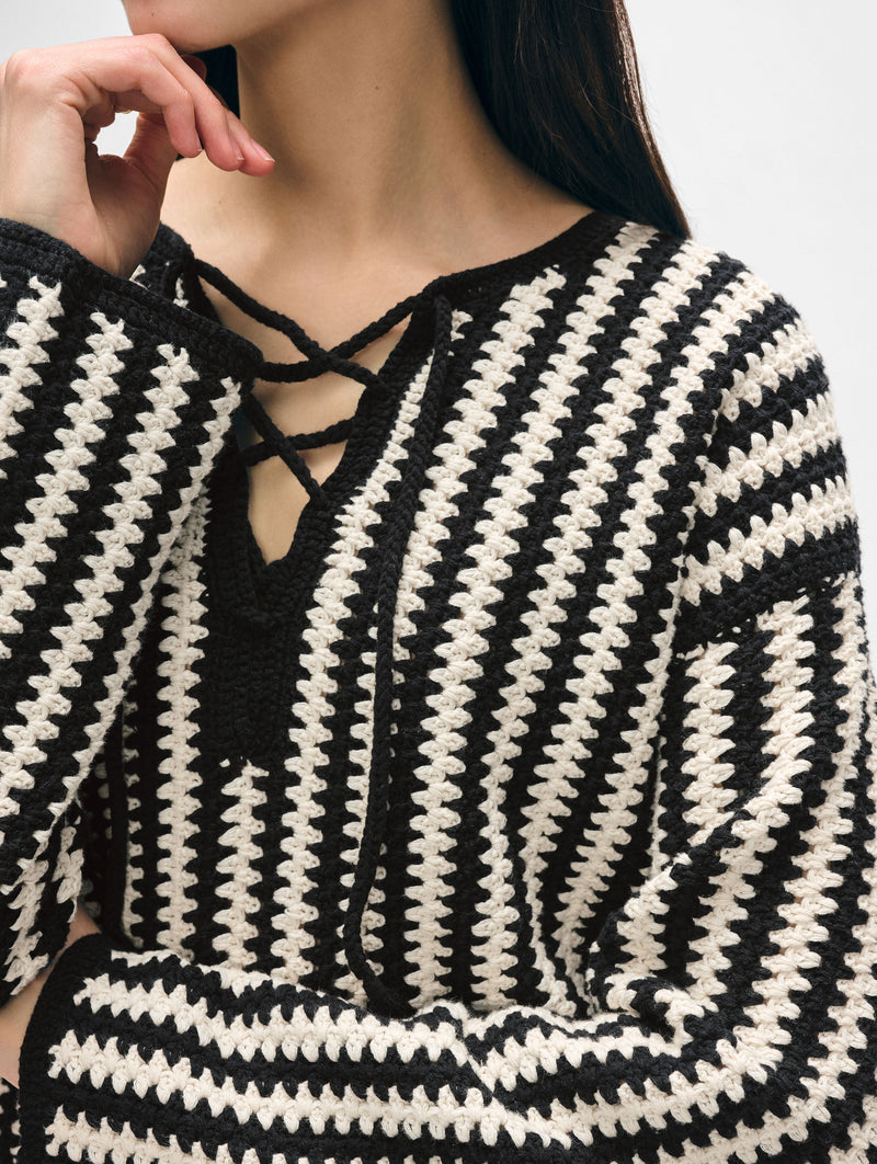 Hand-Crochet Cotton Splitneck