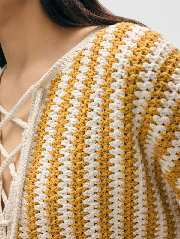 Hand-Crochet Cotton Splitneck