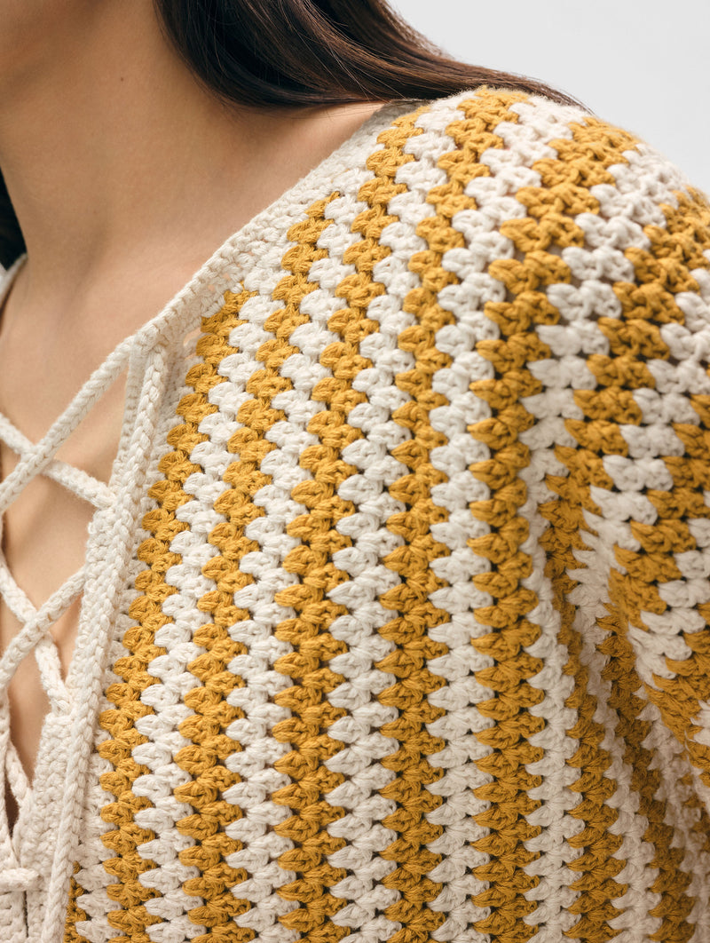 Hand-Crochet Cotton Splitneck