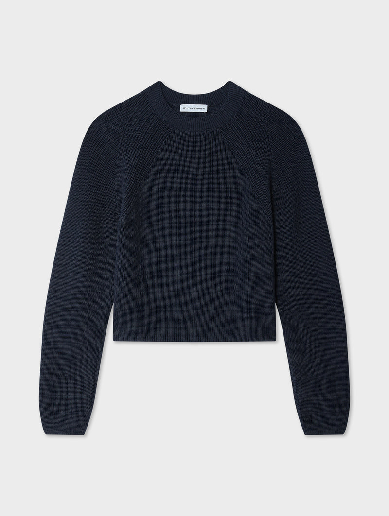 Cotton Ribbed Raglan Crewneck