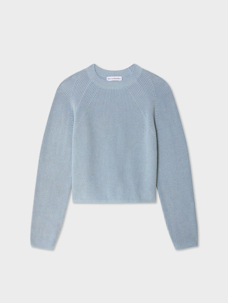 Cotton Ribbed Raglan Crewneck