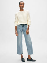 Cotton Ribbed Raglan Crewneck