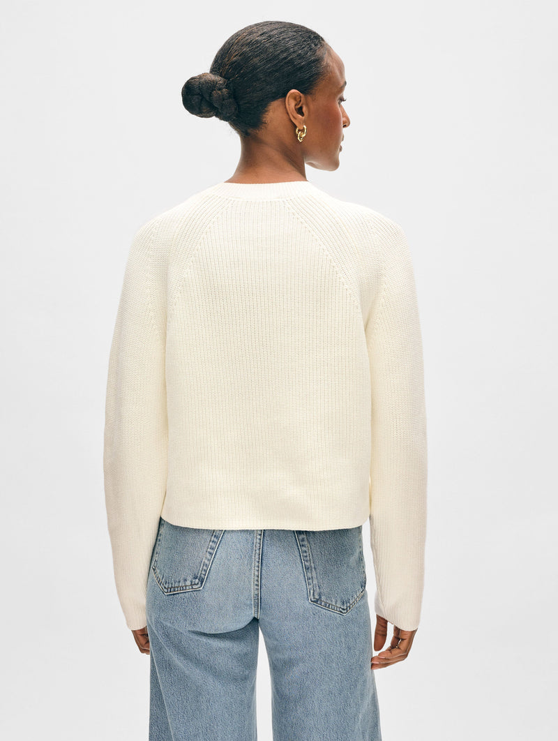 Cotton Ribbed Raglan Crewneck