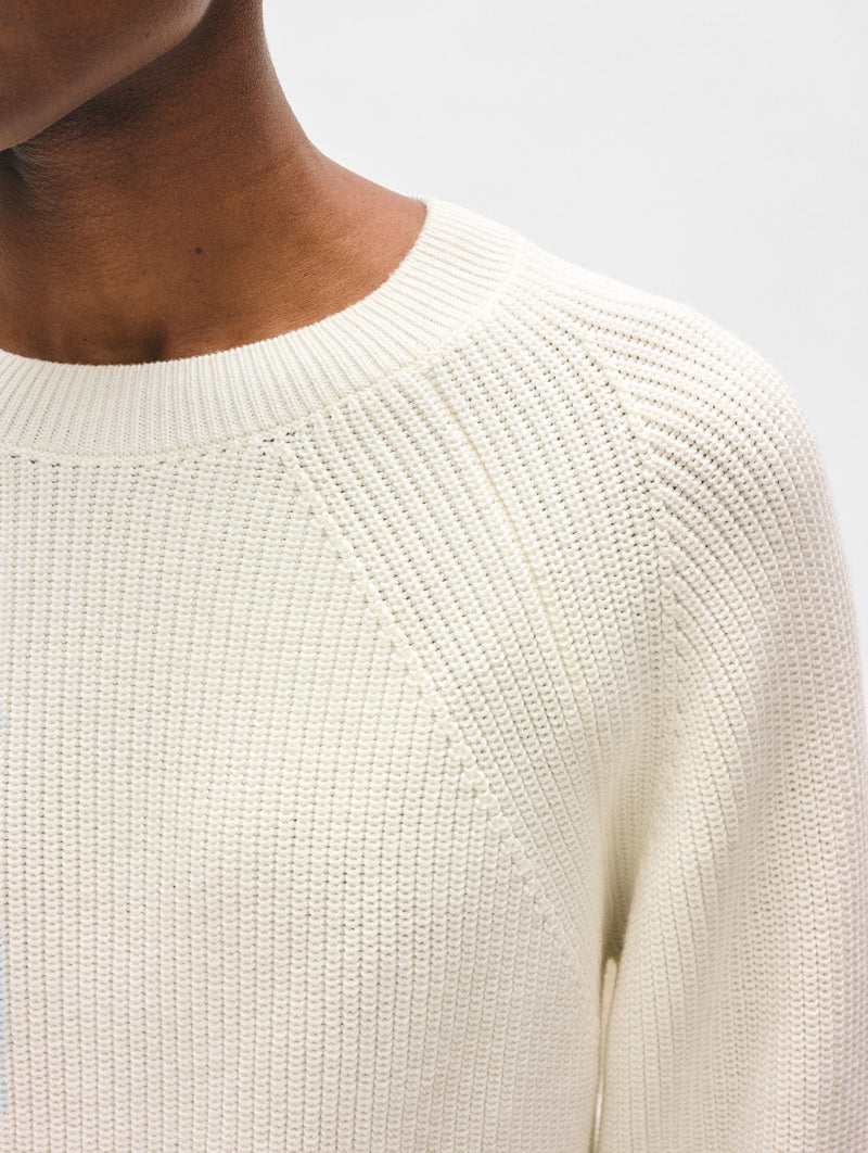 Cotton Ribbed Raglan Crewneck