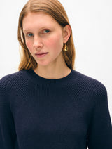 Cotton Ribbed Raglan Crewneck