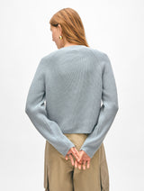 Cotton Ribbed Raglan Crewneck