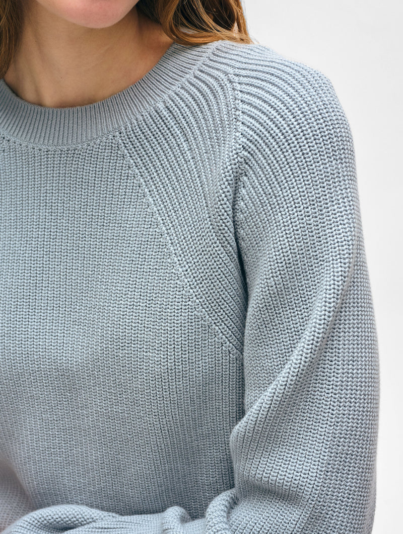 Cotton Ribbed Raglan Crewneck