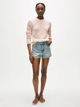 Cashmere Waffle Mesh Crewneck