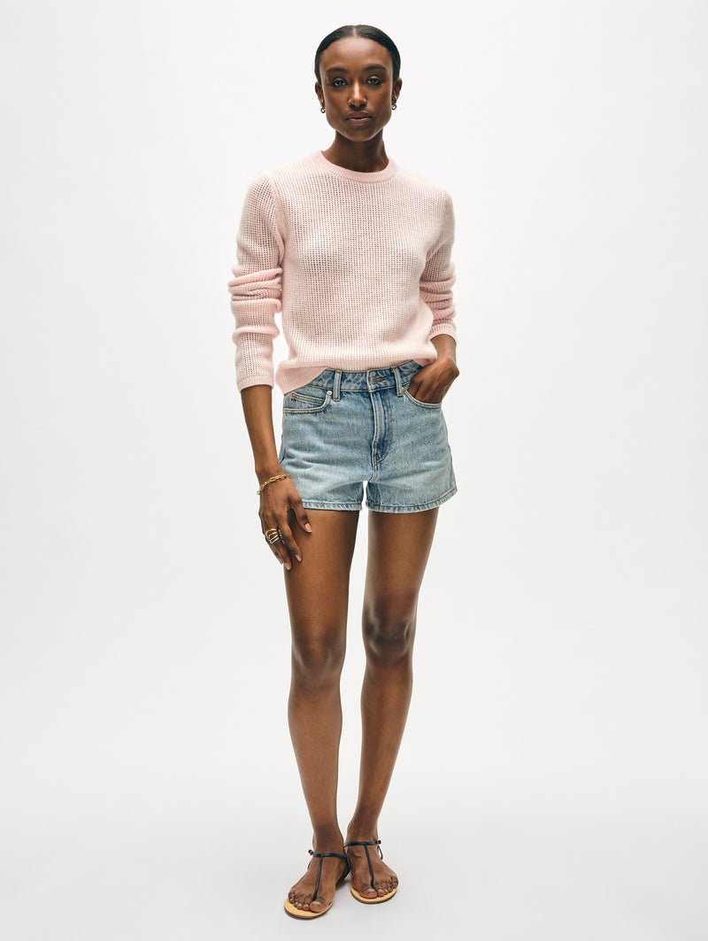 Cashmere Waffle Mesh Crewneck