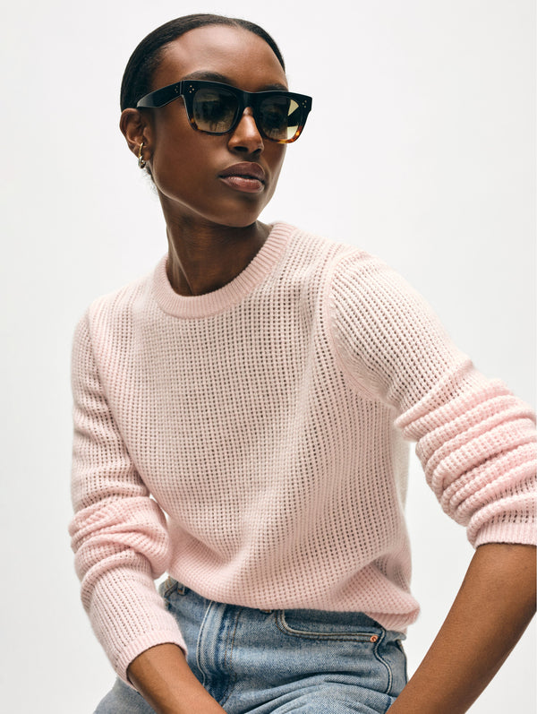Cashmere Waffle Mesh Crewneck