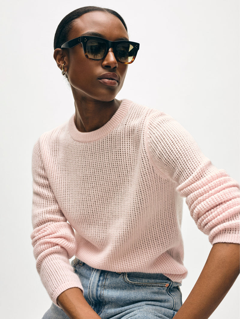 Cashmere Waffle Mesh Crewneck