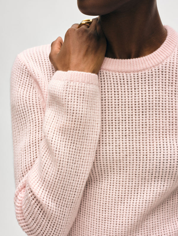Cashmere Waffle Mesh Crewneck