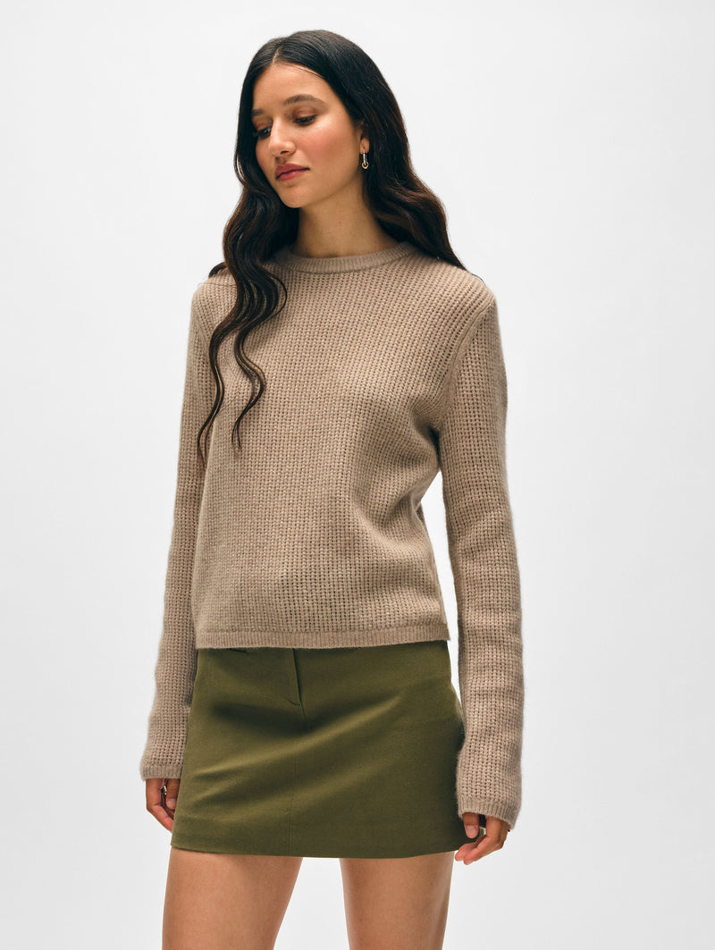 Cashmere Waffle Mesh Crewneck