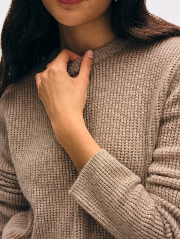 Cashmere Waffle Mesh Crewneck