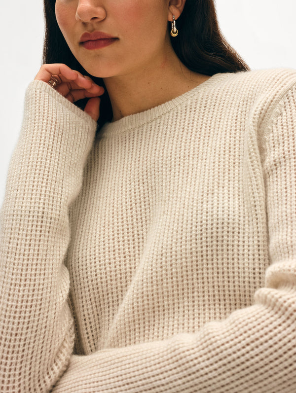 Cashmere Waffle Mesh Crewneck