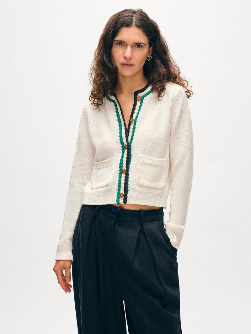 Lofty Cotton Crochet Trim Cardigan