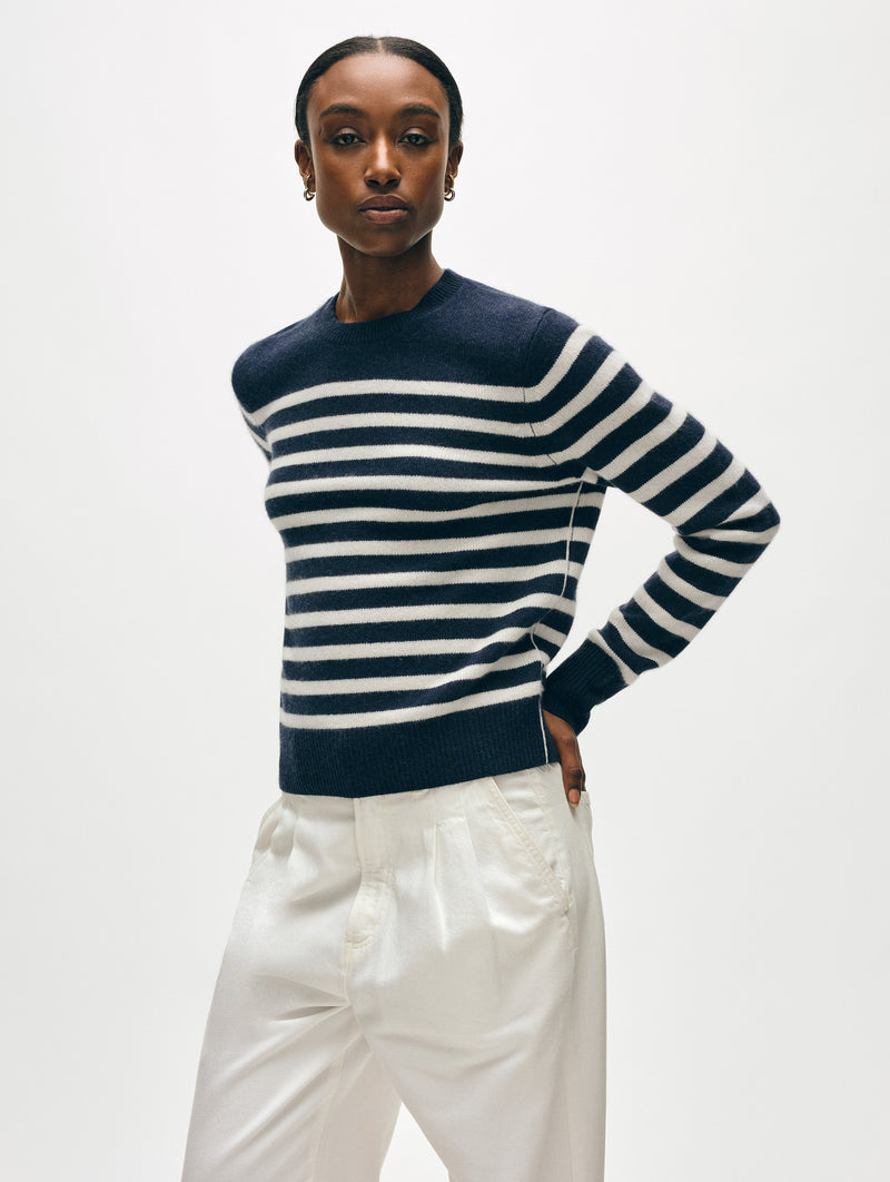 Cashmere Striped Crewneck
