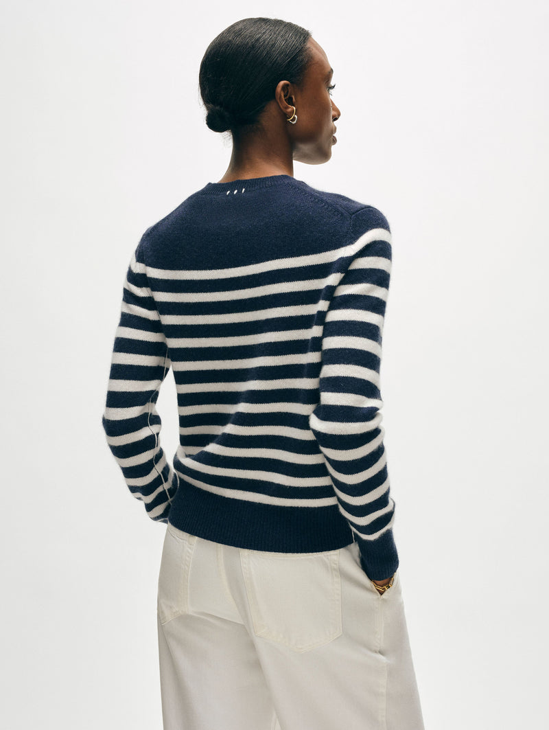 Cashmere Striped Crewneck
