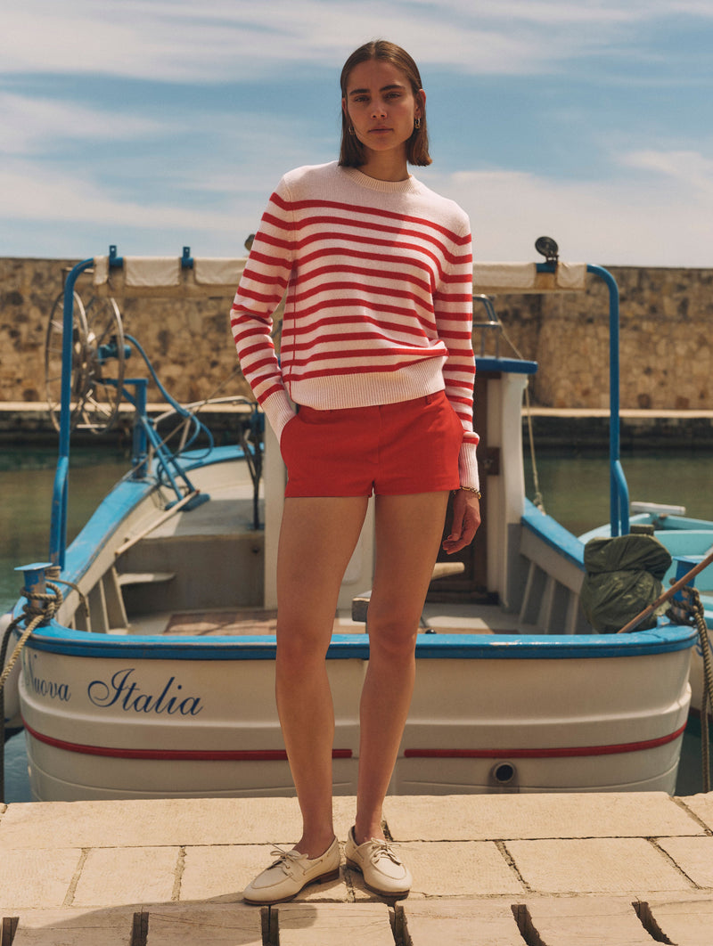 Cashmere Striped Crewneck