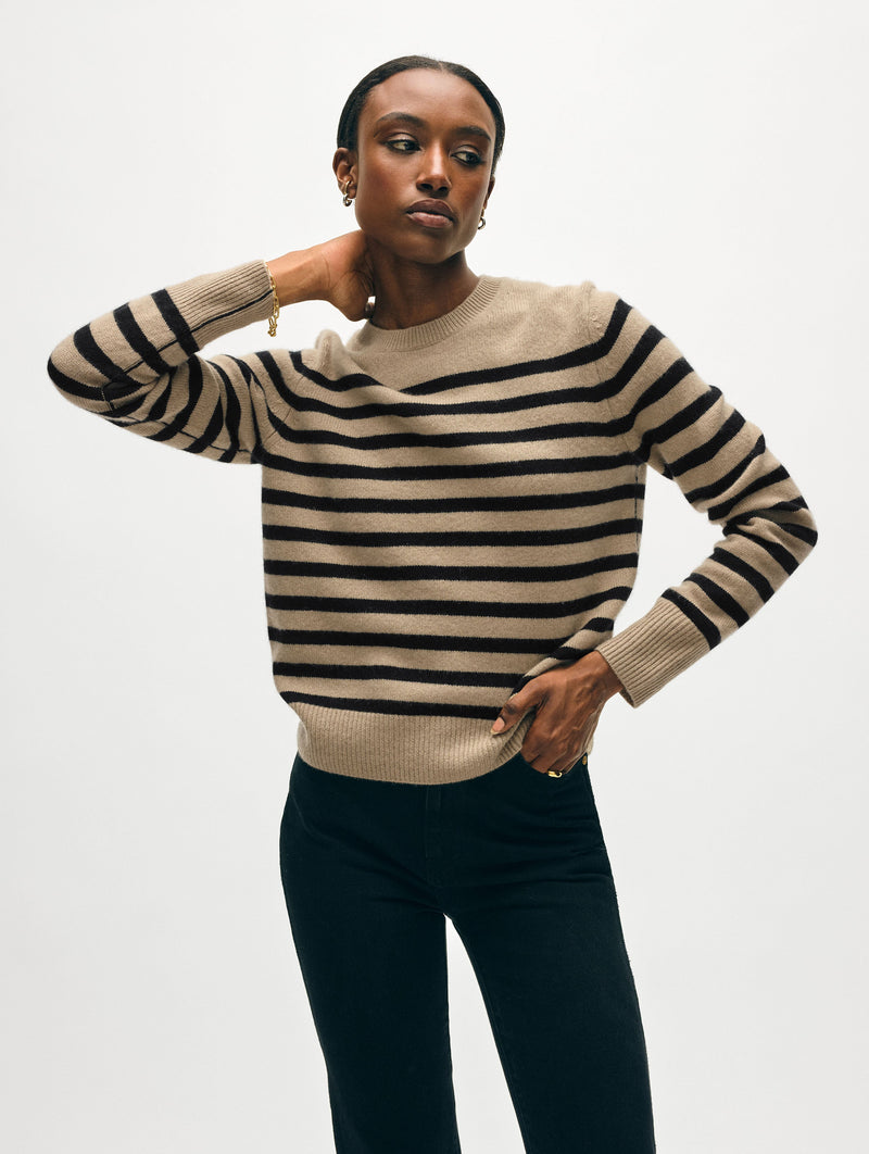 Cashmere Striped Crewneck