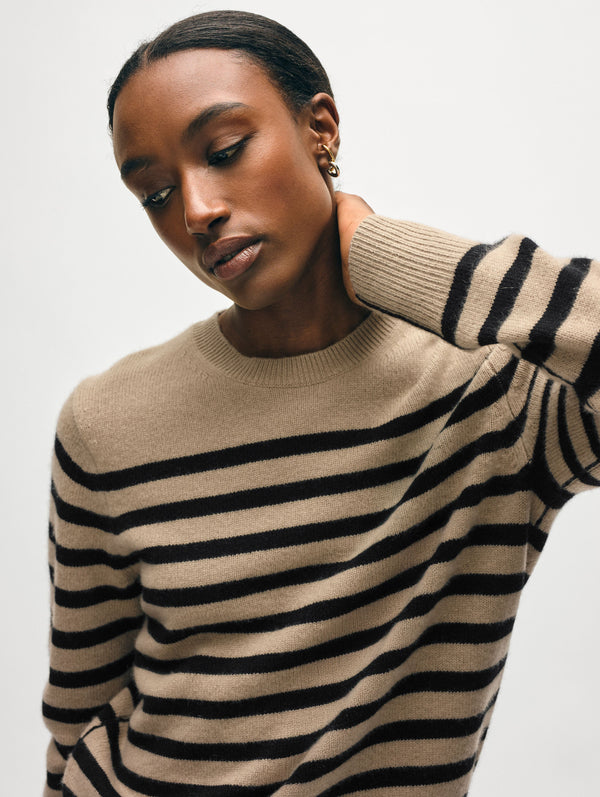 Cashmere Striped Crewneck