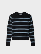 Fine Cotton Bouclé Striped Crewneck