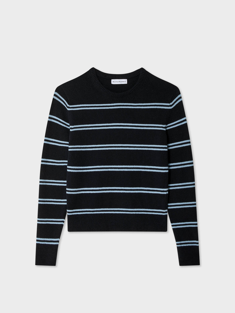 Fine Cotton Bouclé Striped Crewneck