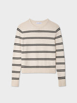 Fine Cotton Bouclé Striped Crewneck