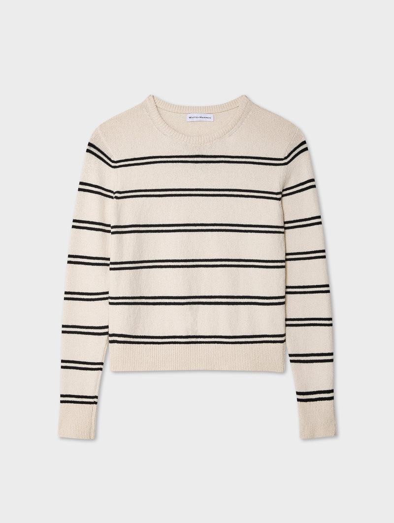 Fine Cotton Bouclé Striped Crewneck