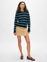 Fine Cotton Bouclé Striped Crewneck