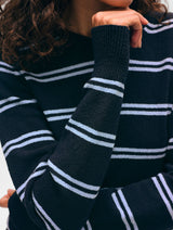 Fine Cotton Bouclé Striped Crewneck