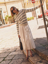 Fine Cotton Bouclé Striped Crewneck