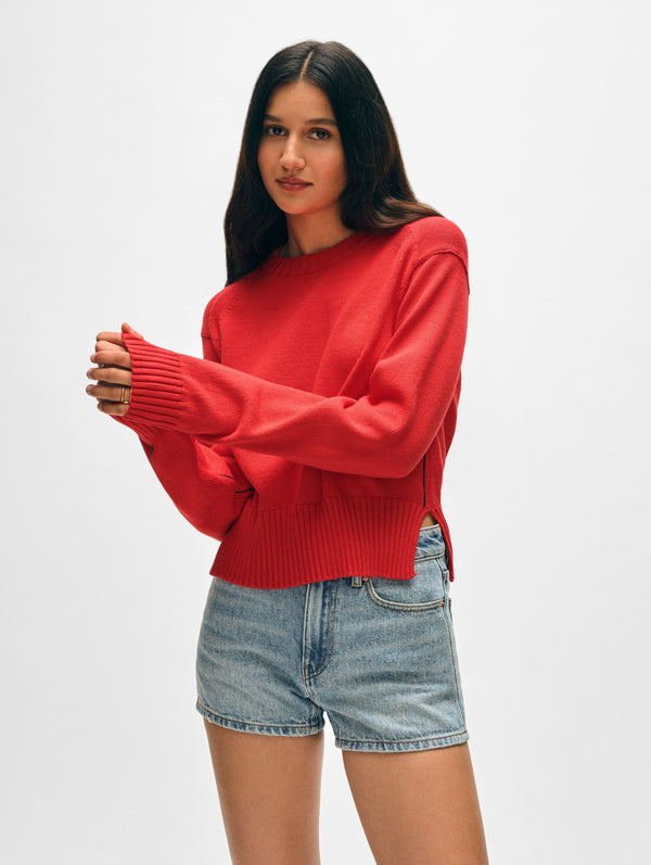 Soft Cotton Rib Trim Sweatshirt